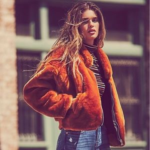 Free People Faux Fur Bomber Jacket